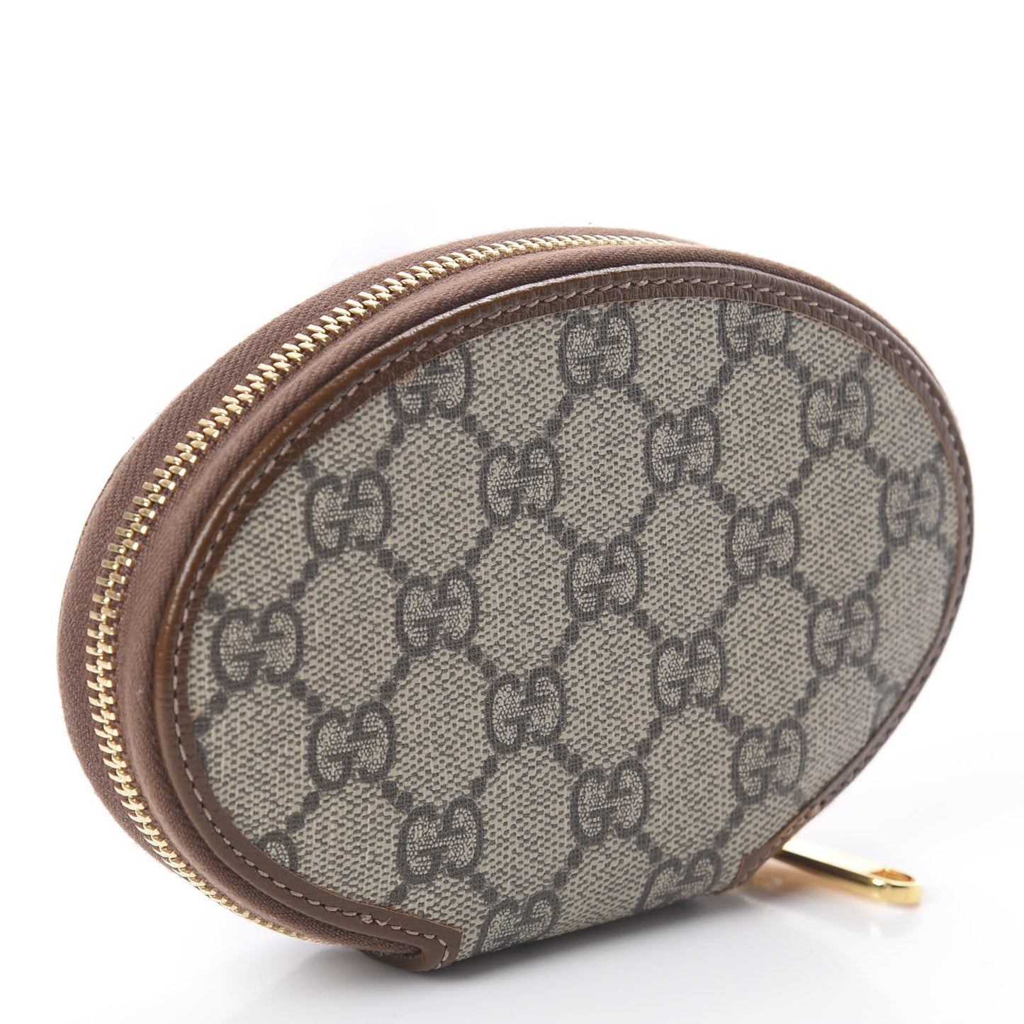 GG Supreme Monogram Azalea Calfskin Horsebit 1955 Coin Case Beige Ebony Brown Sugar