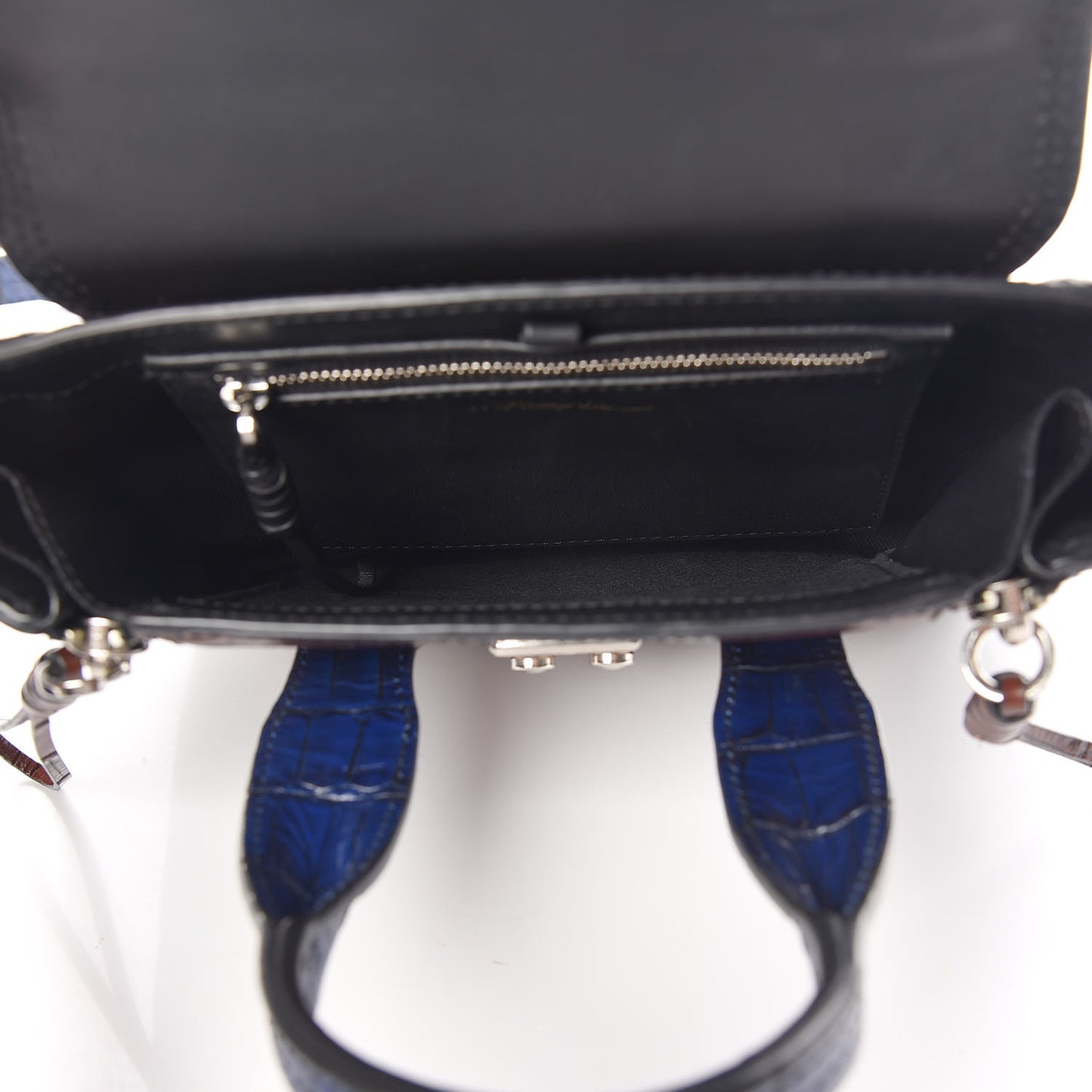 3.1 Calfskin Crocodile Embossed Mini Pashli Black Multicolor