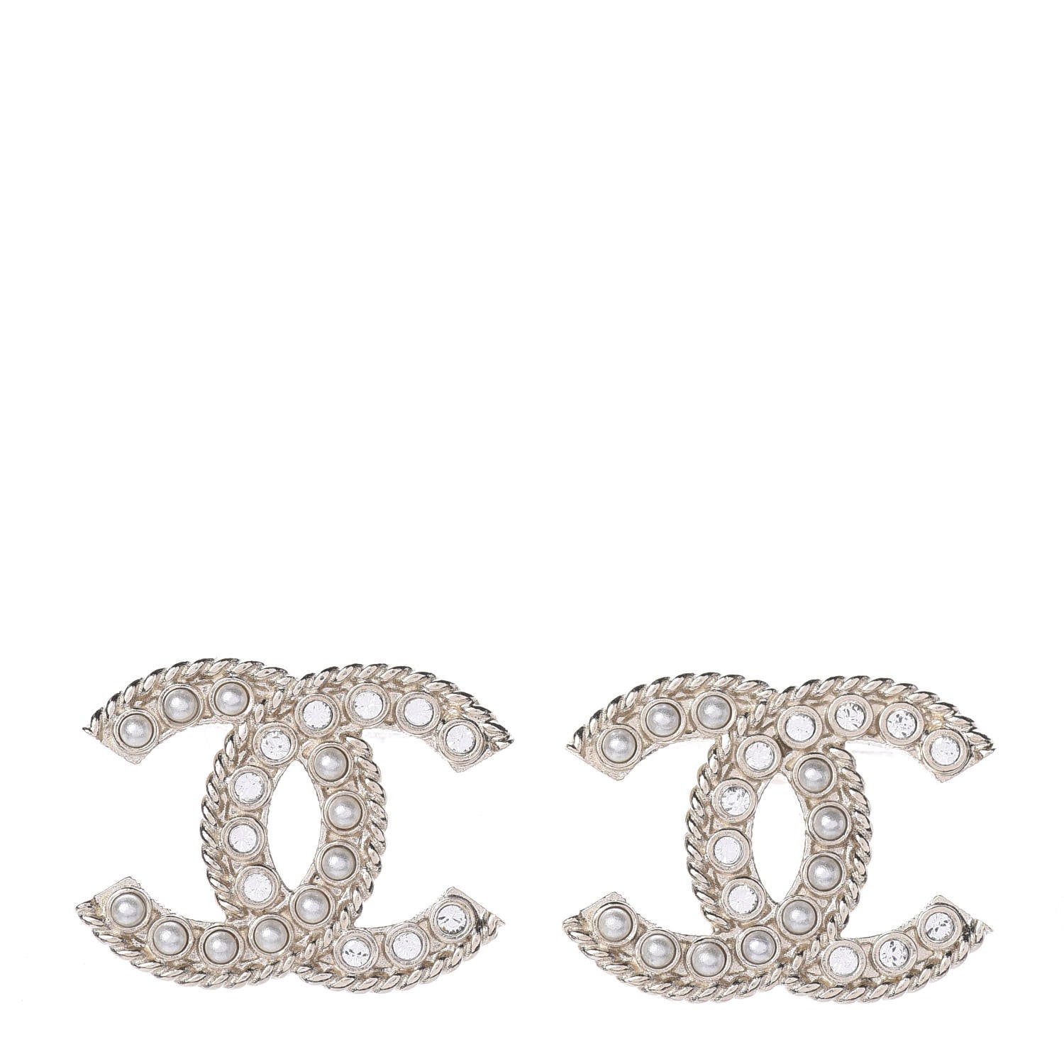 Chanel Pearl Crystal April In Paris CC Earrings Light Gold 1 of 4
