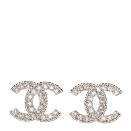 Chanel Pearl Crystal April In Paris CC Earrings Light Gold 1 of 4