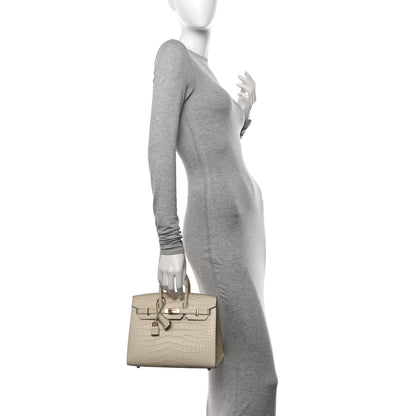 Hermes Matte Alligator Birkin Sellier 25 Beton 2 of 13