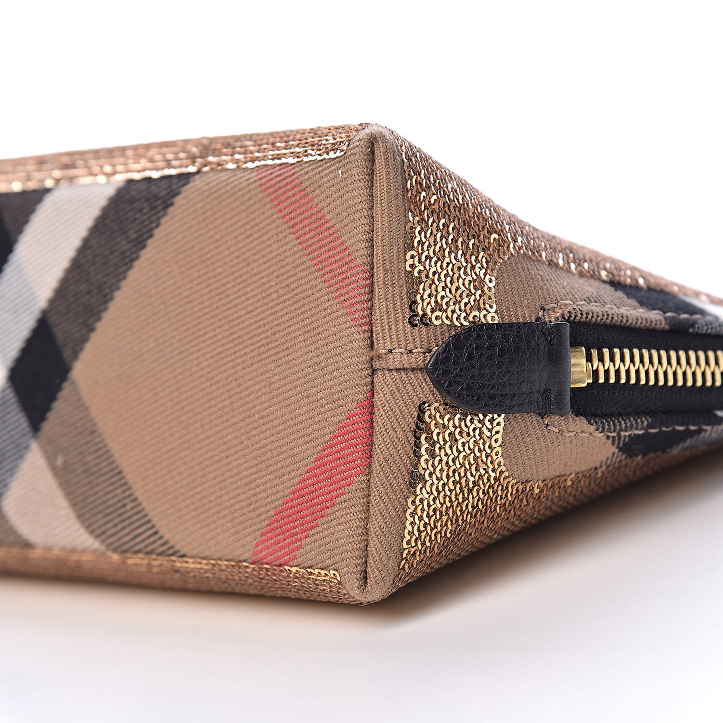 House Check Sequin Peyton Pouch Bag Gold Black