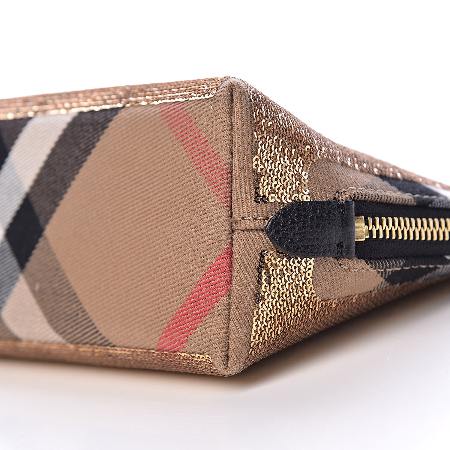 Burberry House Check Sequin Peyton Pouch Bag Gold Black 9 of 9