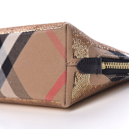 Burberry House Check Sequin Peyton Pouch Bag Gold Black 9 of 9