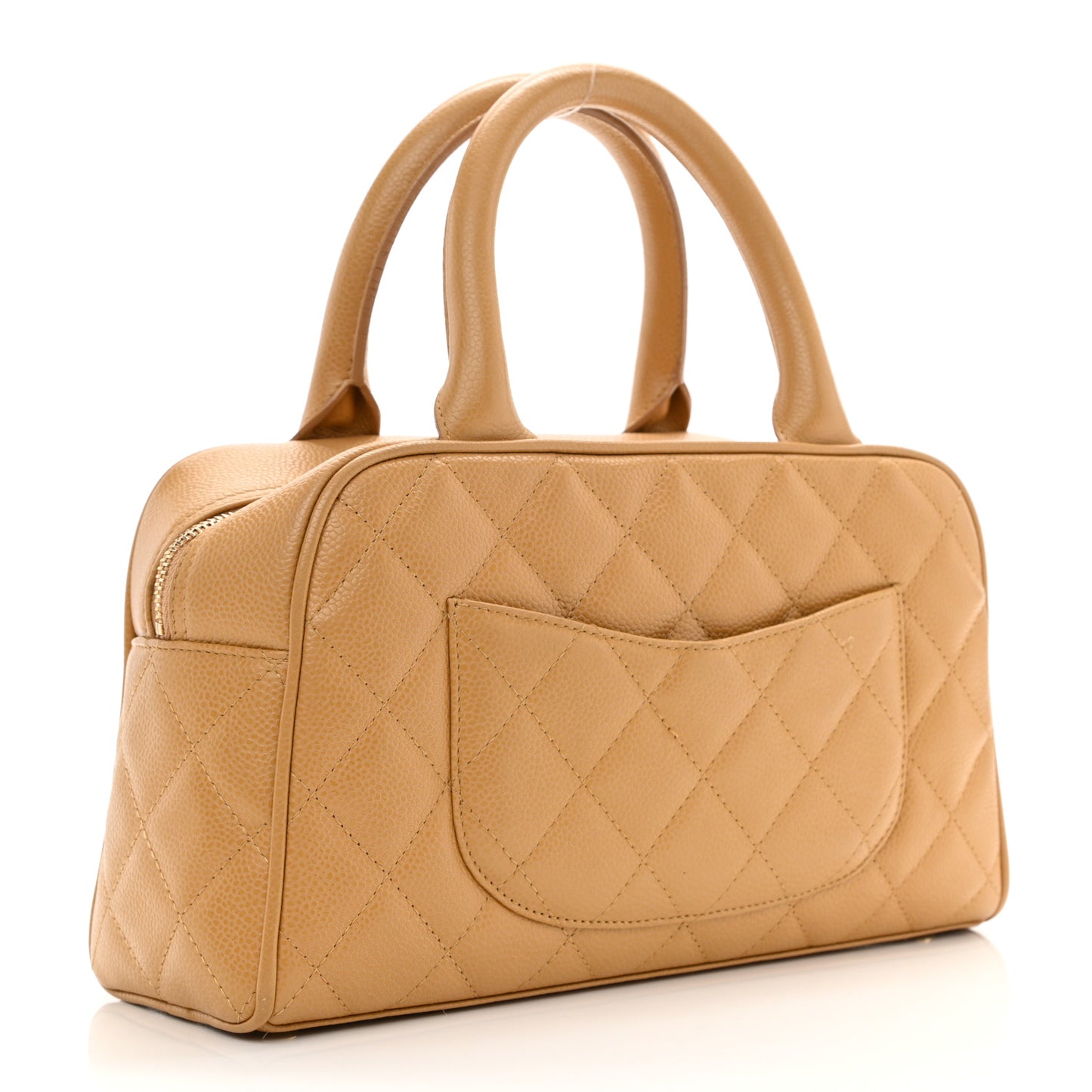 Caviar Quilted Small Bowler Beige