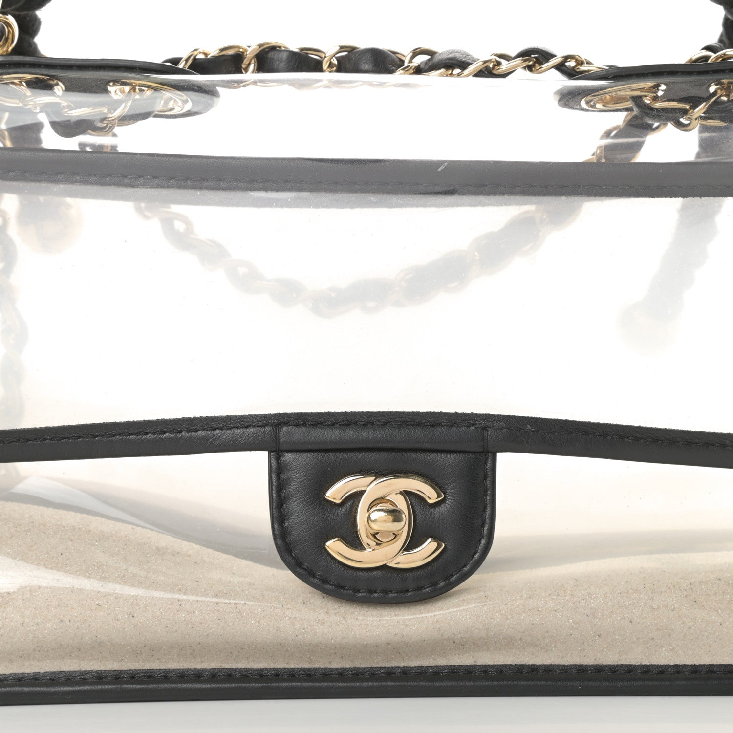 Chanel Lambskin PVC Sand By The Sea Flap With Pearl Strap Black 8 of 12