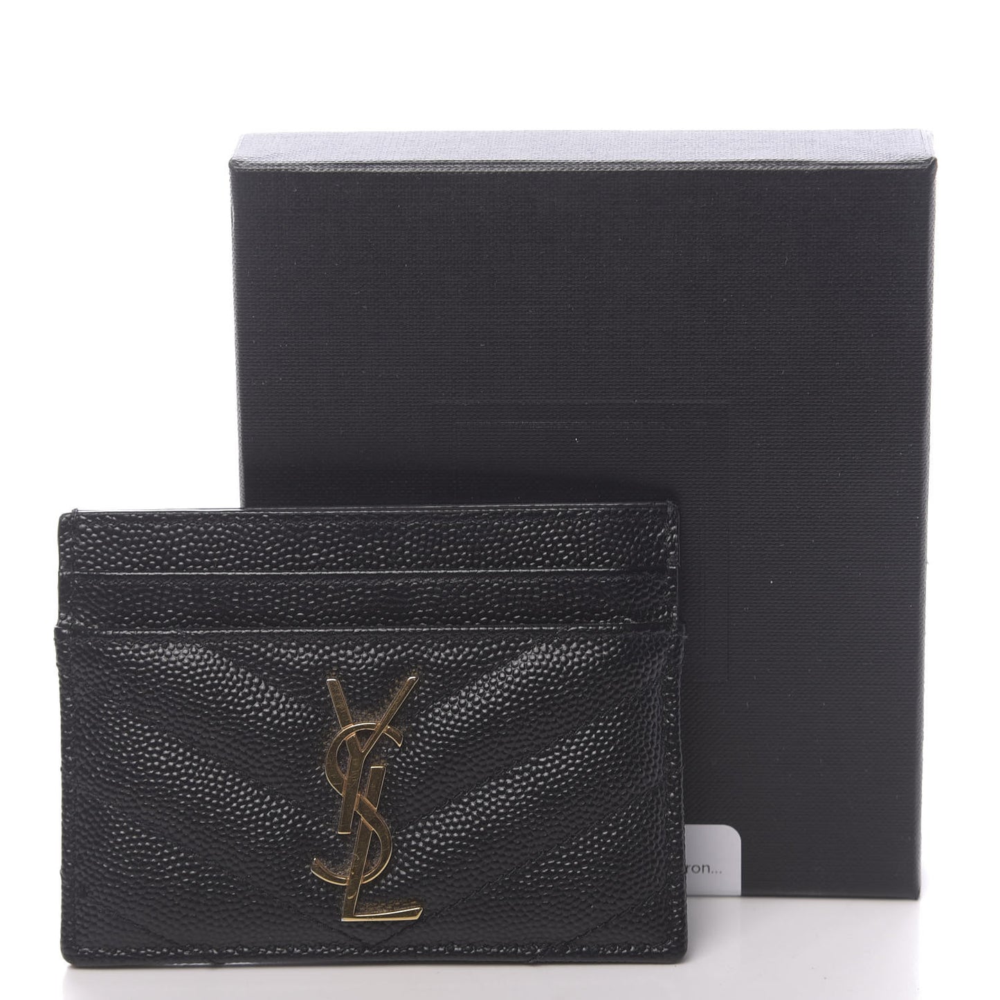 Grain De Poudre Matelasse Chevron Monogram Credit Card Case Black