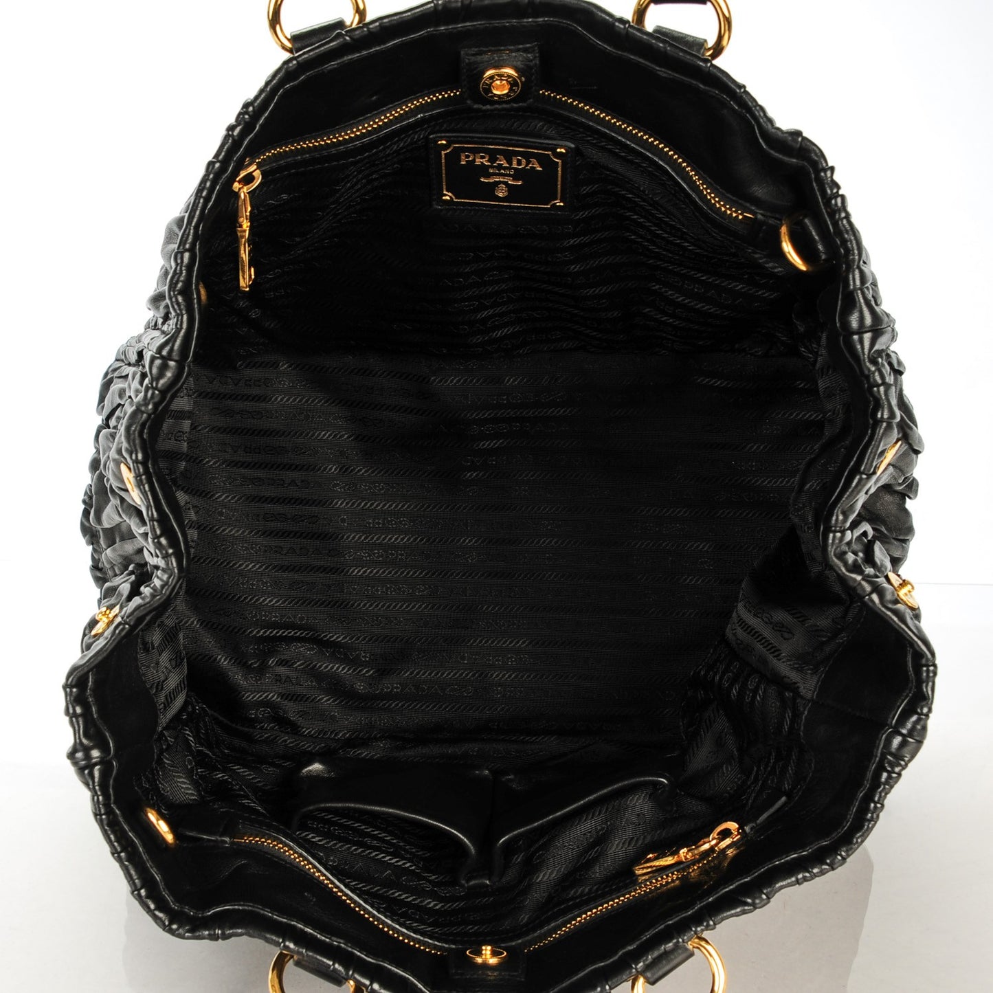 Nappa Gaufre Top Handle Tote Black