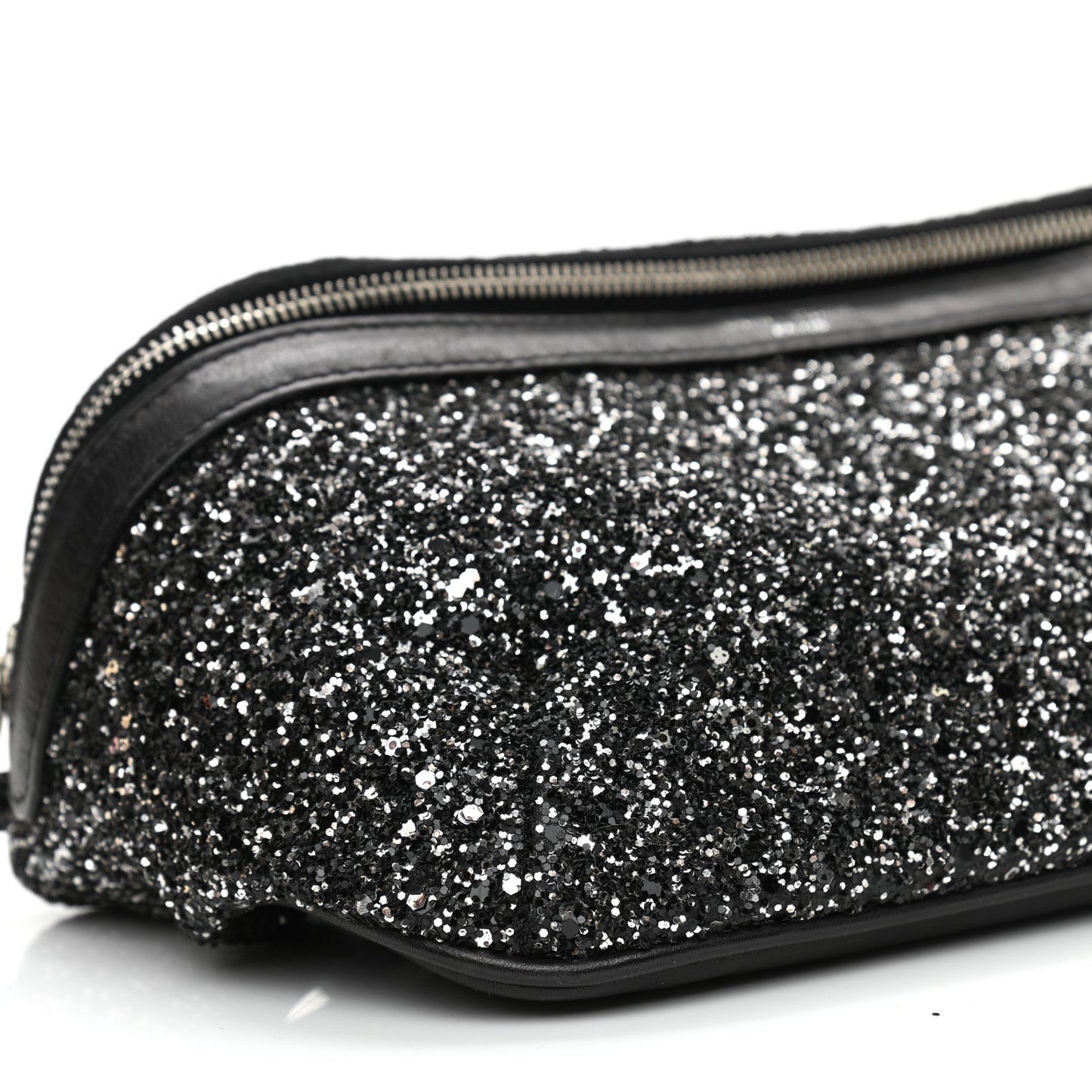 Lambskin Glitter Belt Bag Metallic Black