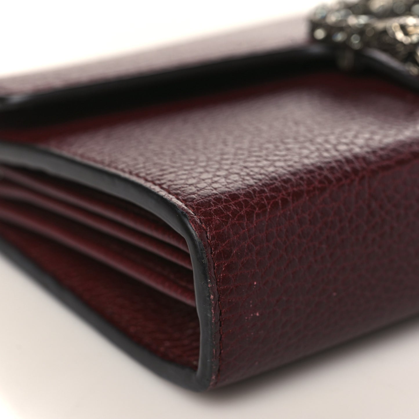 Dollar Calfskin Crystal Mini Dionysus Chain Wallet Vintage Bordeaux