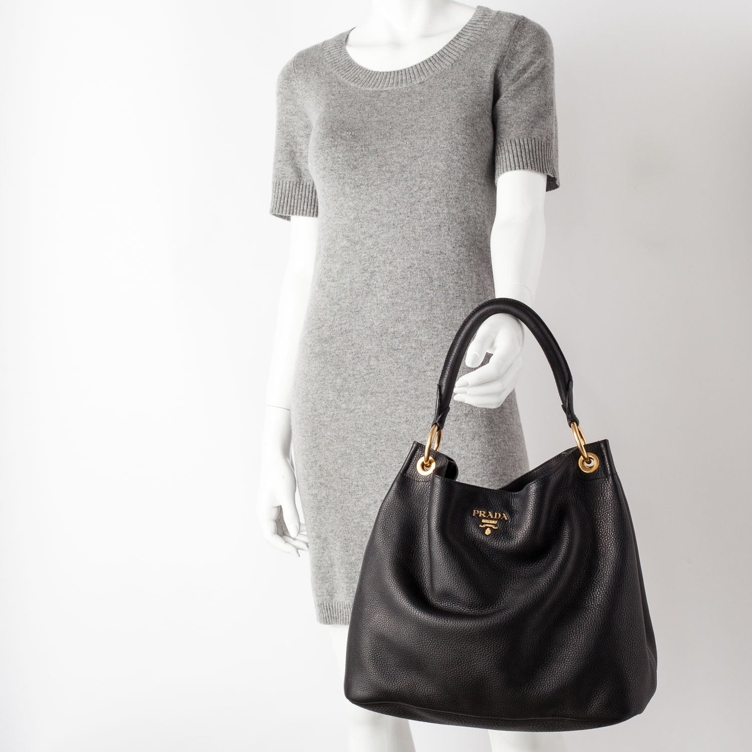 Prada Vitello Daino Hobo Nero Black 2 of 9