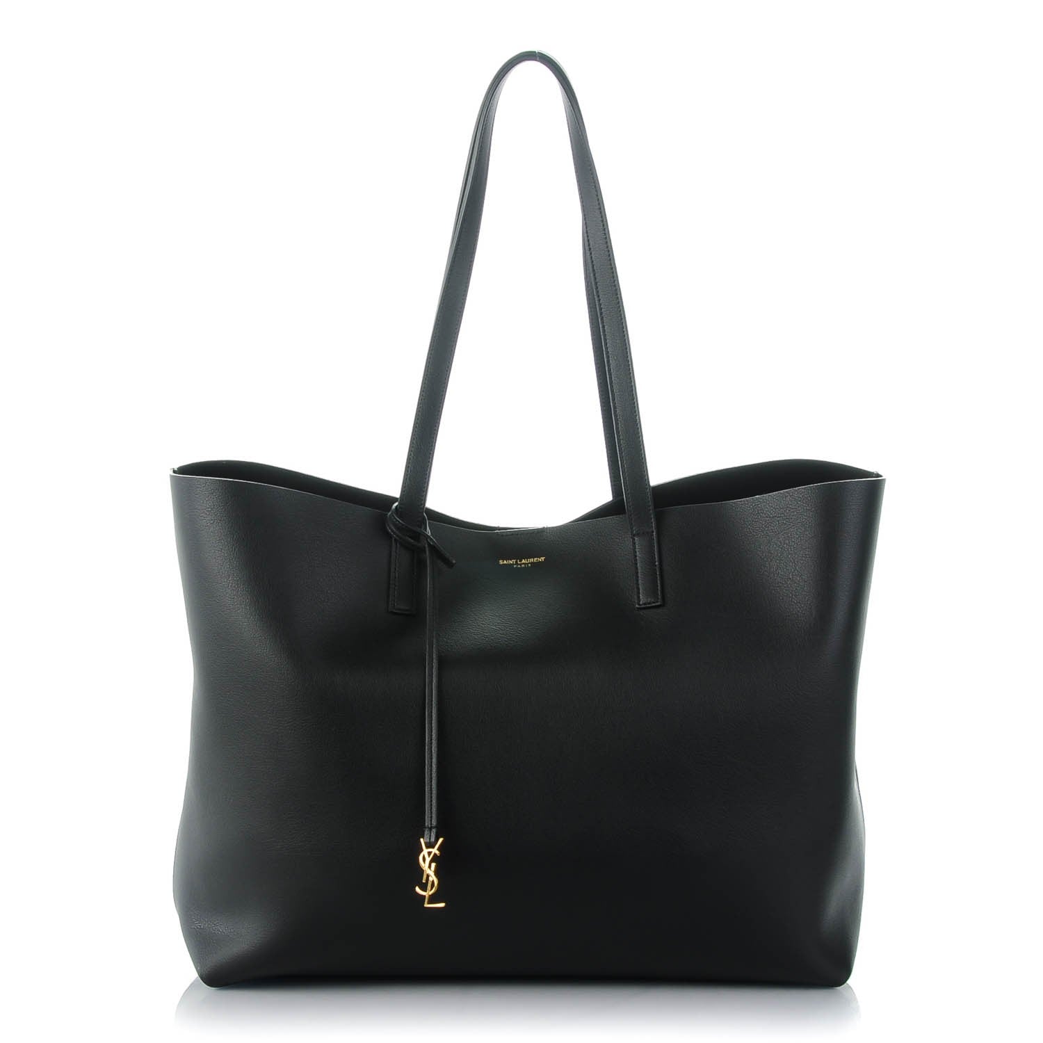 Saint Laurent Calfskin Large Shopping Tote Black 137262 – FASHIONPHILE