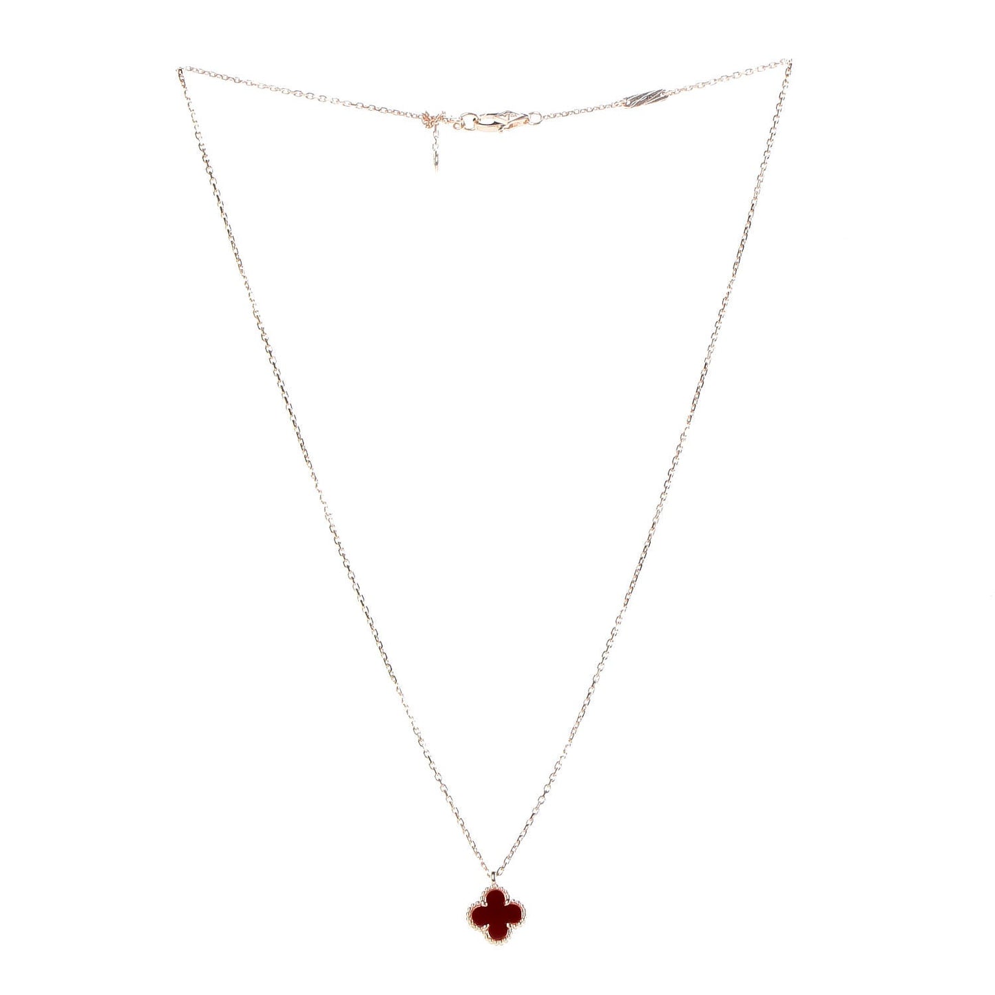 18K Rose Gold Carnelian Sweet Alhambra Pendant Necklace