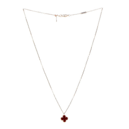 Van Cleef & Arpels 18K Rose Gold Carnelian Sweet Alhambra Pendant Necklace 3 of 7