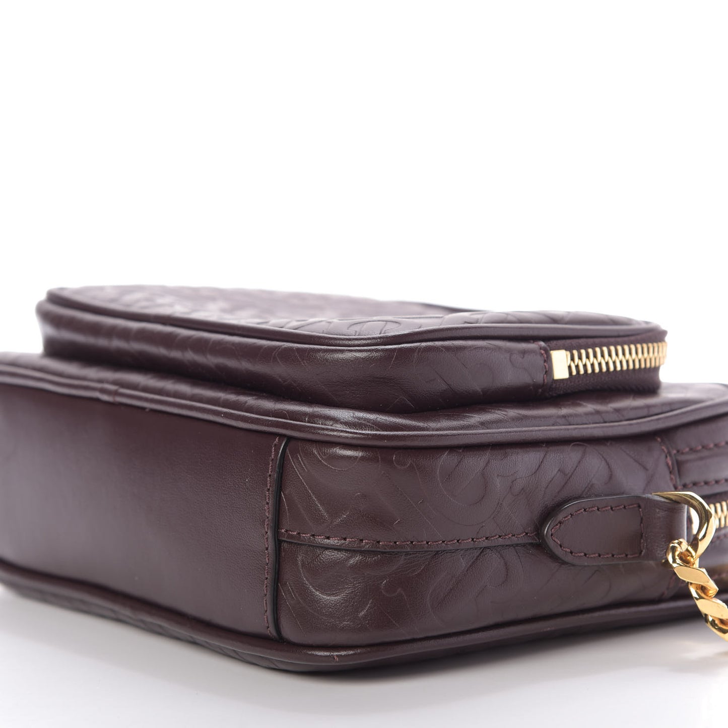 Calfskin Embossed Monogram Camera Chain Bag Dark Burgundy