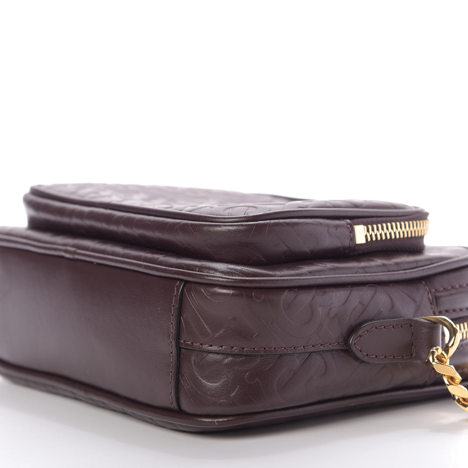 Burberry Calfskin Embossed Monogram Camera Chain Bag Dark Burgundy 7 of 9