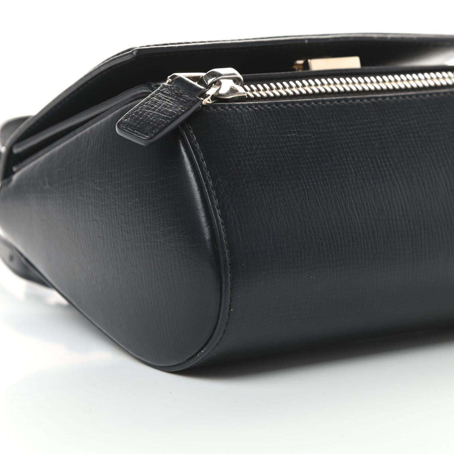 Textured Calfskin Mini Pandora Box Crossbody Bag Black
