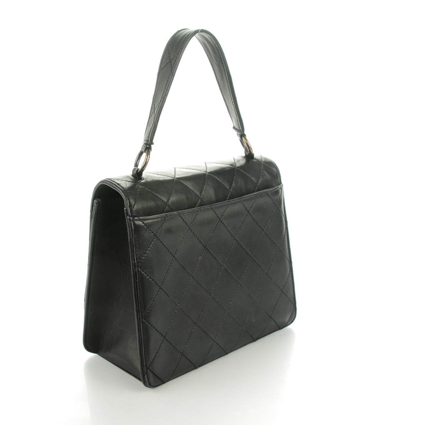 Lambskin Quilted Medium Kelly Flap Black