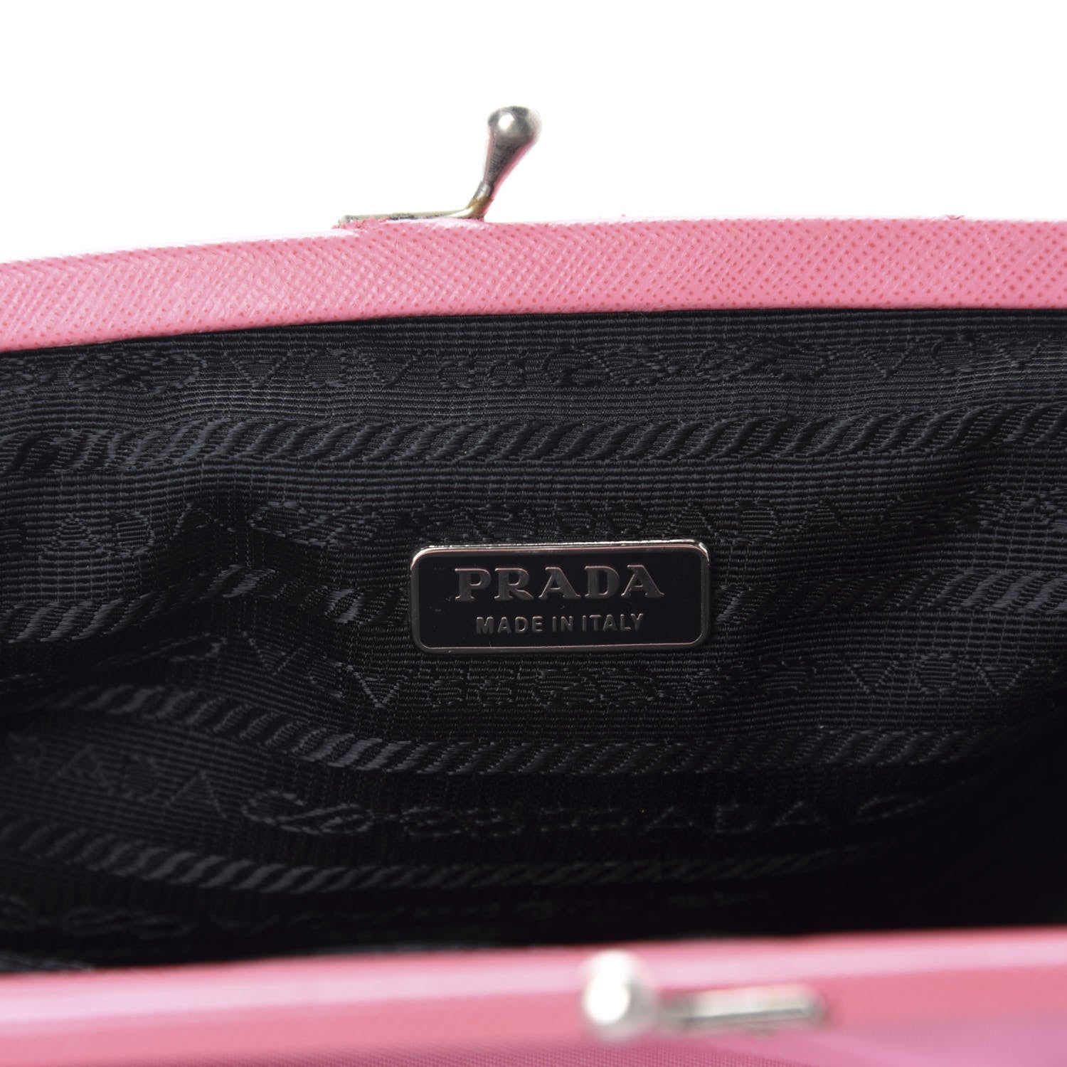 Prada Tessuto Nylon Saffiano Kisslock Shoulder Bag Rosa 8 of 12