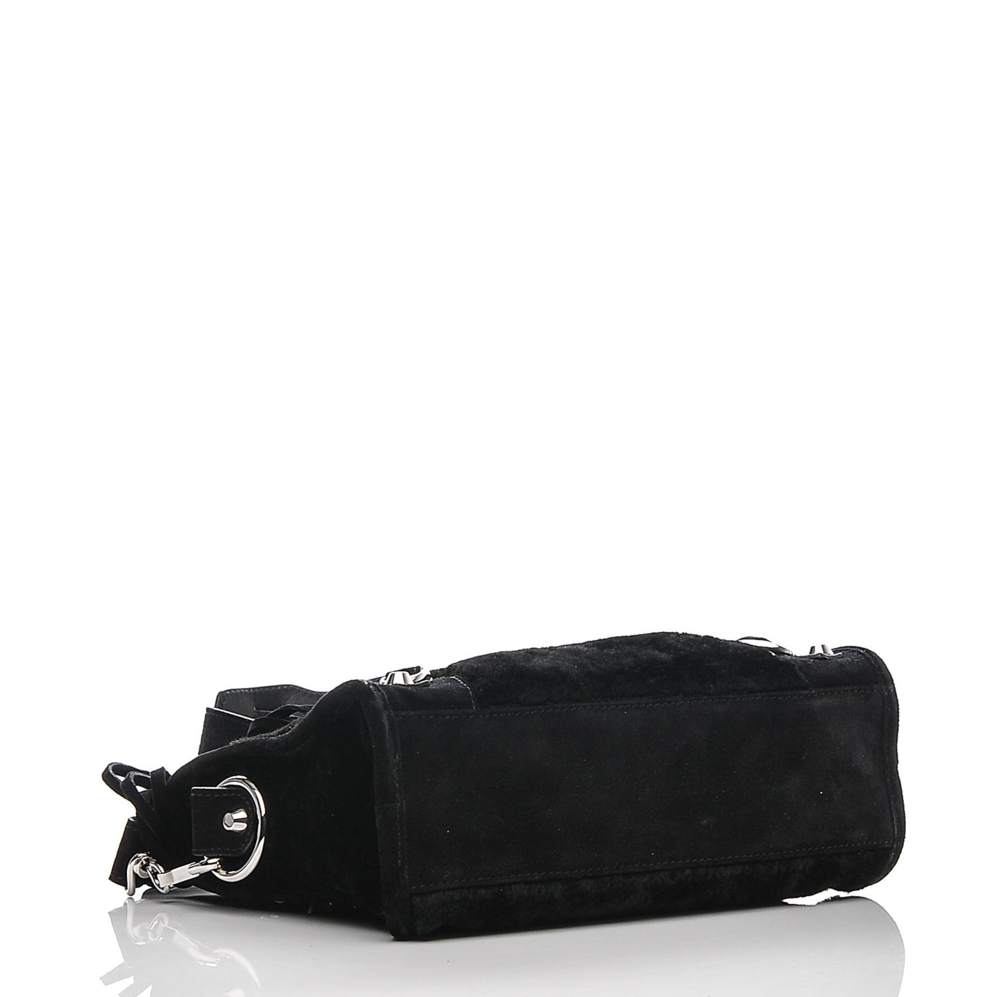 Shearling Suede Classic Silver Hardware Mini City Black
