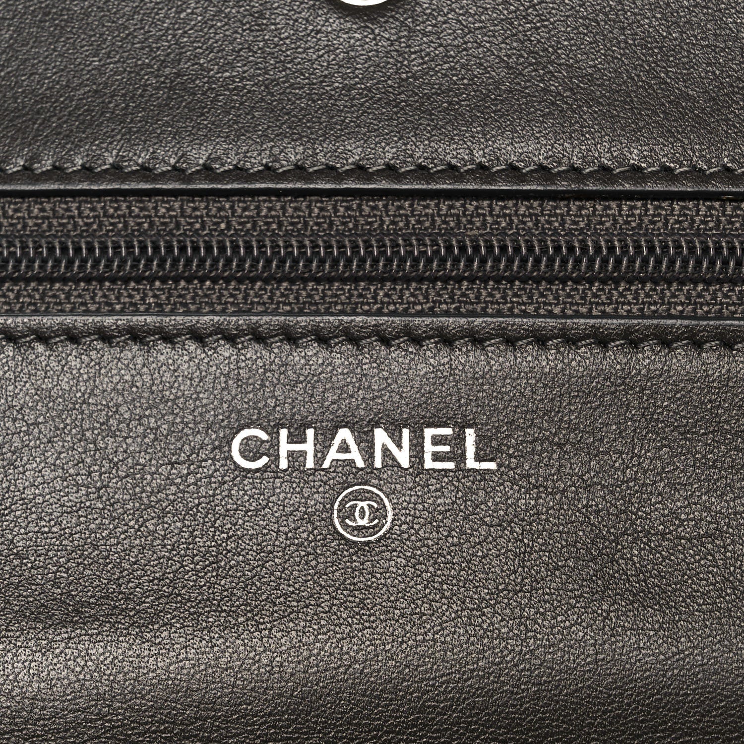 Chanel Metallic Caviar Timeless CC Wallet On Chain WOC Dark Silver 6 of 12