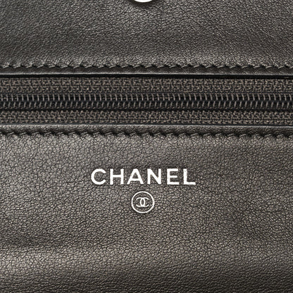 Chanel Metallic Caviar Timeless CC Wallet On Chain WOC Dark Silver 6 of 12