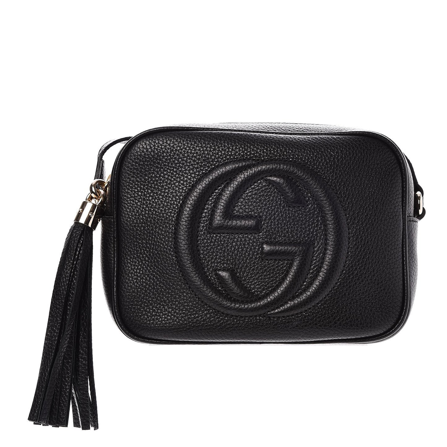 Pebbled Calfskin Small Soho Disco Bag Black