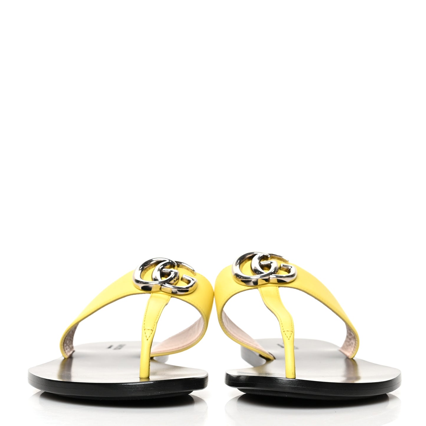 Calfskin GG Marmont Thong Sandals 37 Banana