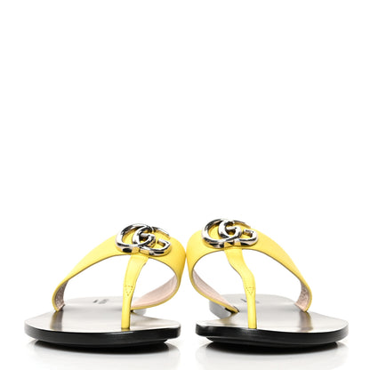 Gucci Calfskin GG Marmont Thong Sandals 37 Banana 2 of 8