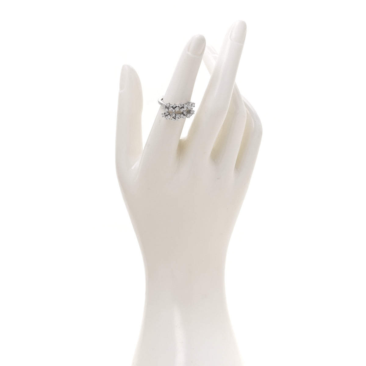 Damiani 18K White Gold Diamond Mimosa Cluster Ring 52 6 2 of 5