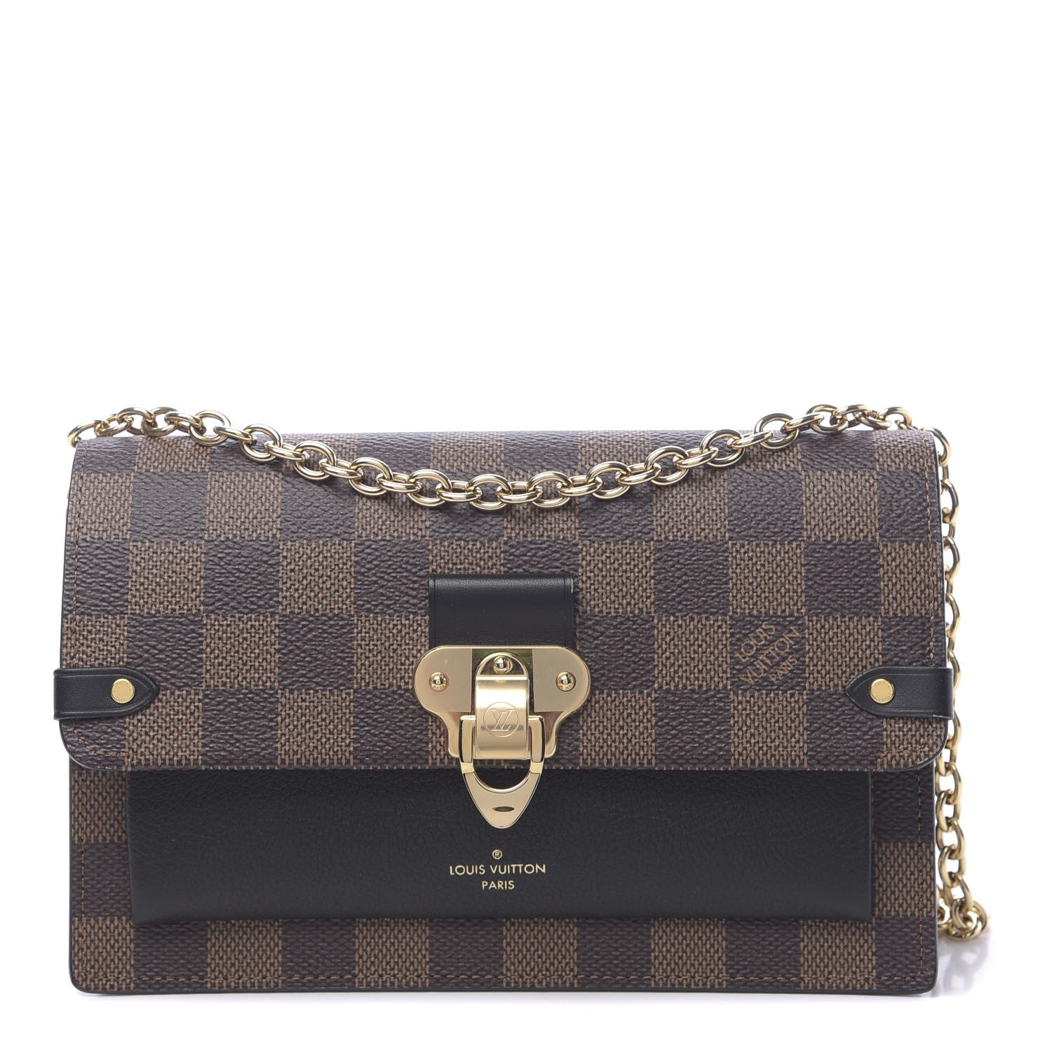 Louis Vuitton Damier Ebene Vavin Chain Wallet Black 1 of 10