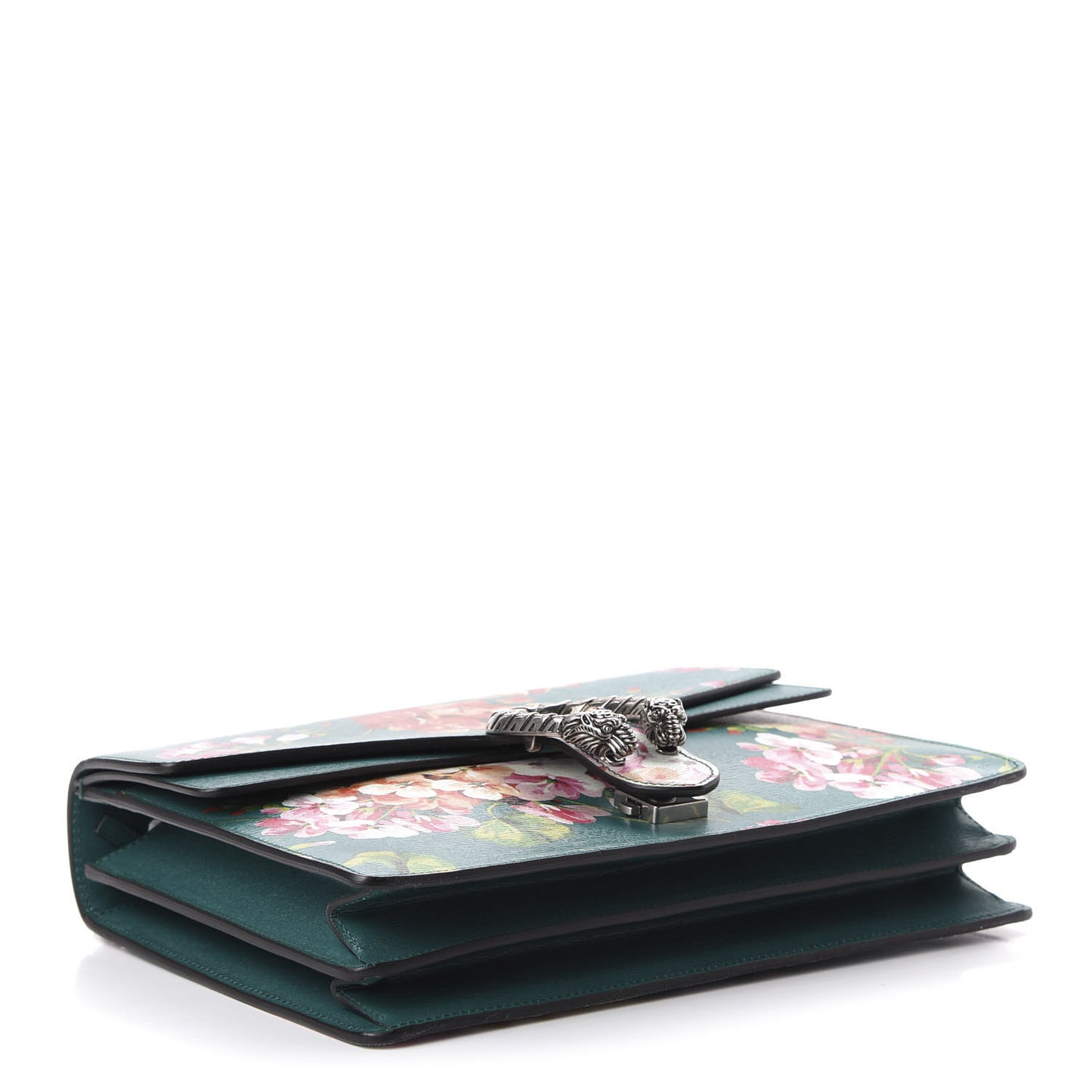 Calfskin Blooms Print Medium Dionysus Shoulder Bag Bright Emerald Multicolor