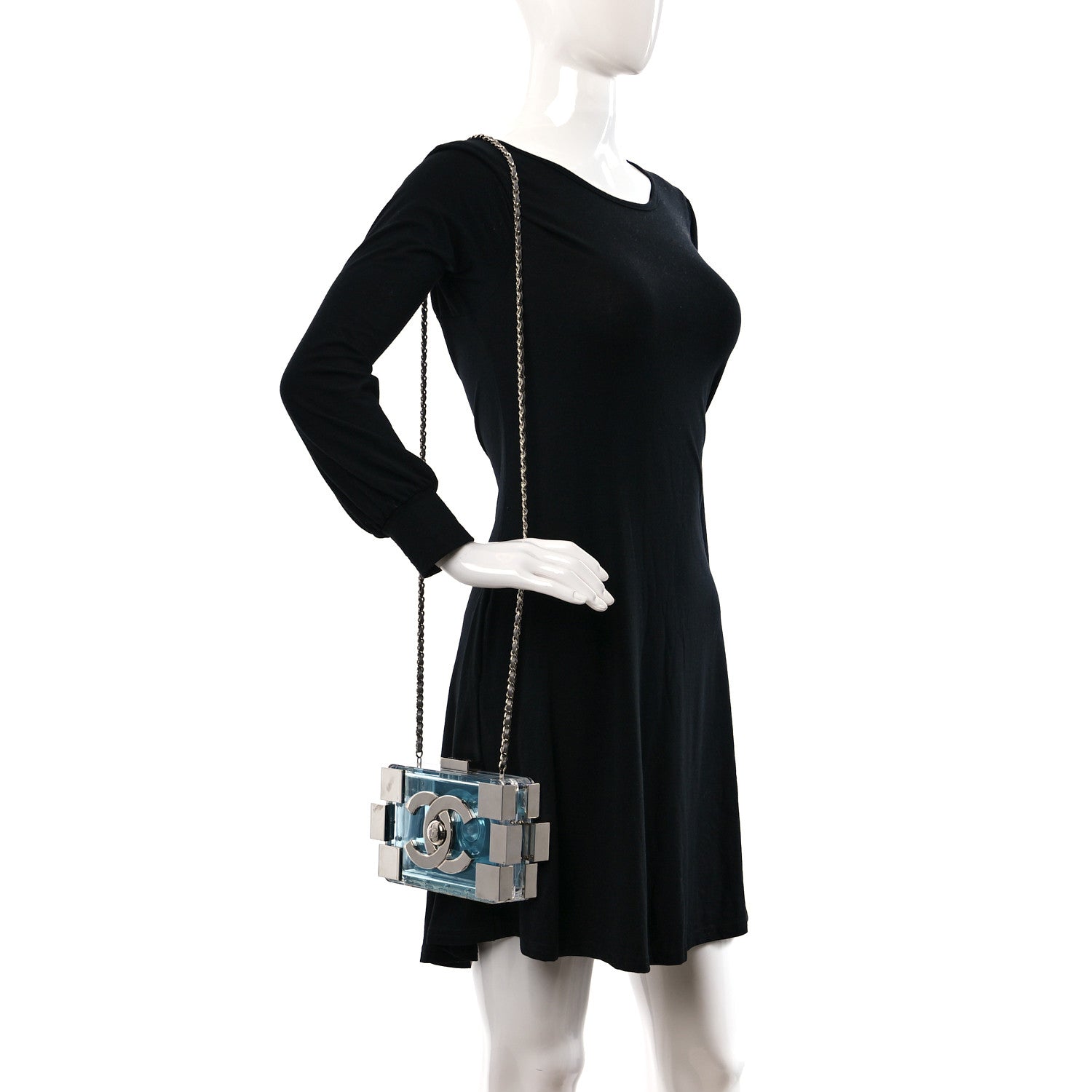 Chanel Plexiglass Boy Brick Lego Clutch Blue Silver 2 of 13