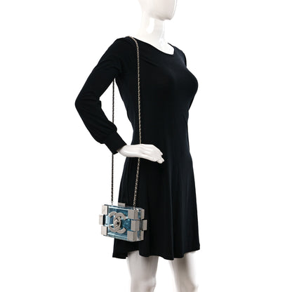 Chanel Plexiglass Boy Brick Lego Clutch Blue Silver 2 of 13