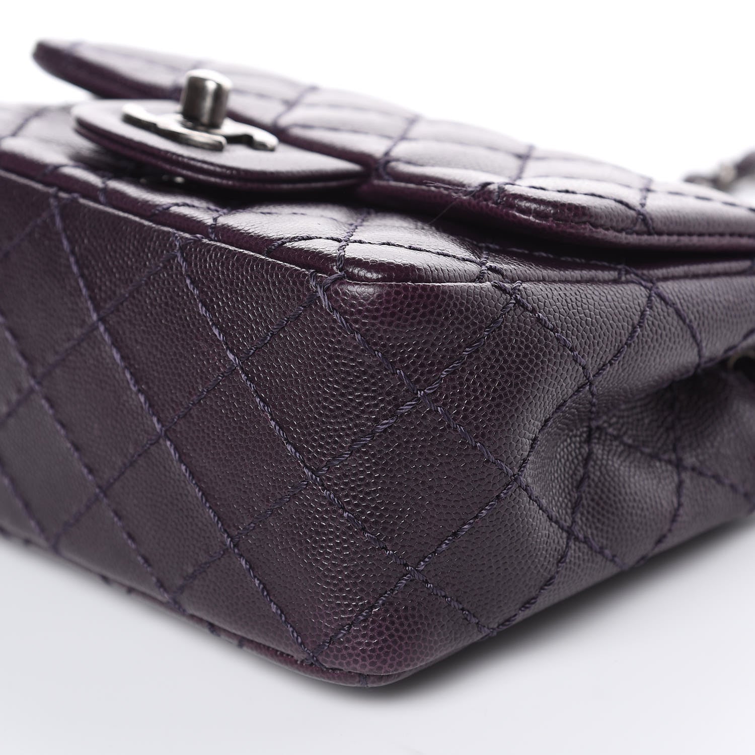 Chanel Washed Caviar Quilted Mini Square Flap Dark Purple 9 of 11