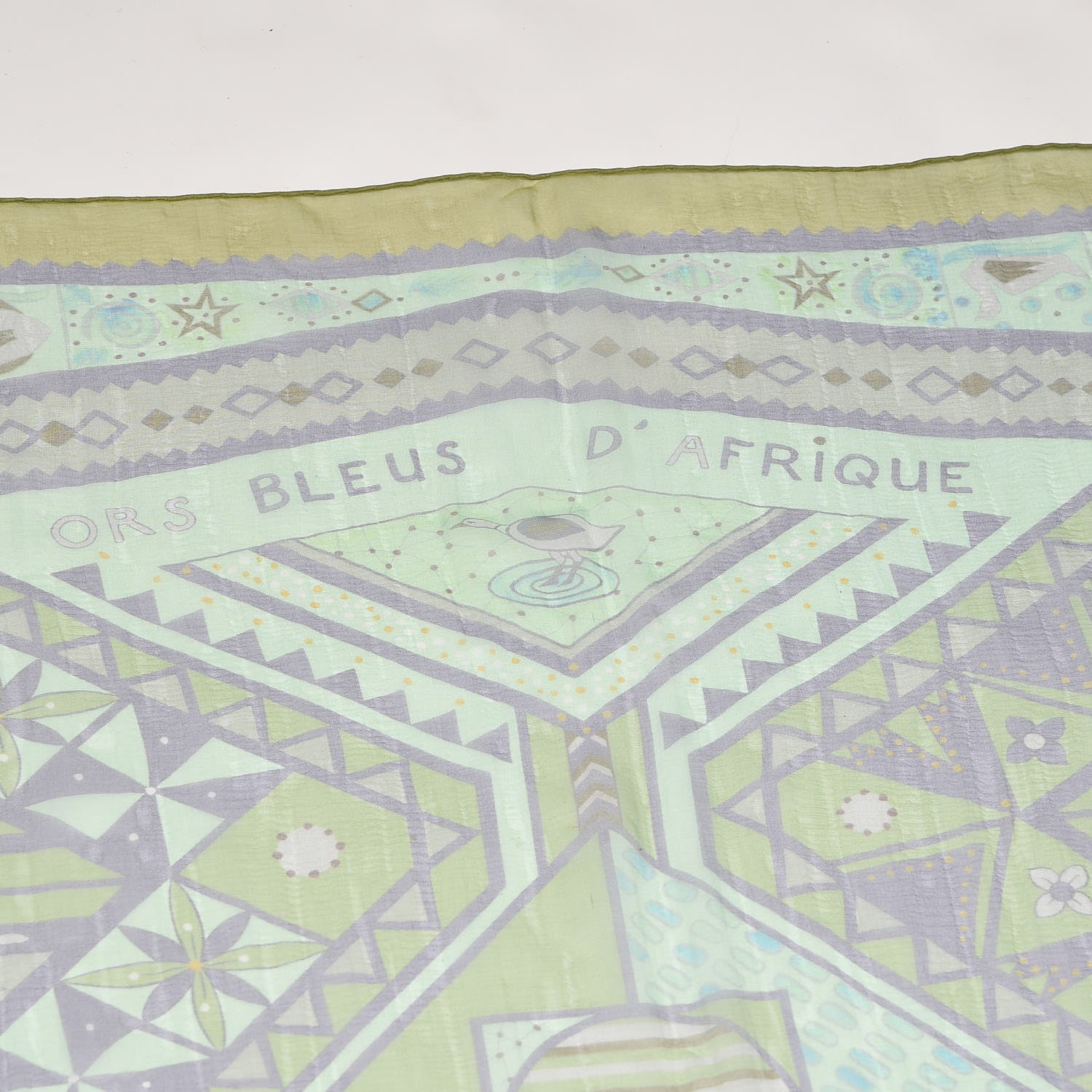 Hermes Mousseline Silk Ors Bleu D'Afrique Shawl 140 Bleu Glacier Kaki Turquoise 4 of 9