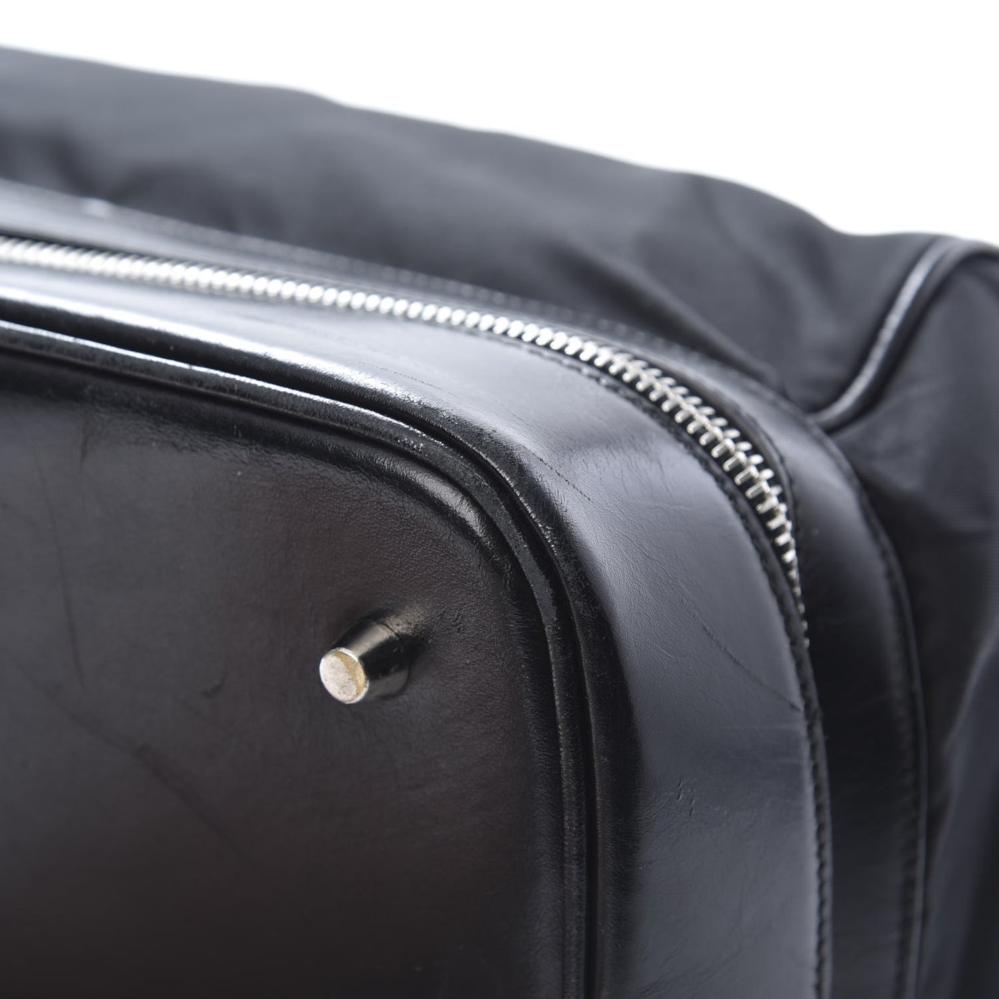 Tessuto Nylon Soft Calf Zip Around Satchel Black