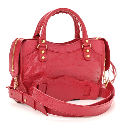 Balenciaga Agneau Classic Gold Hardware Mini City Red Lipstick 2 of 7