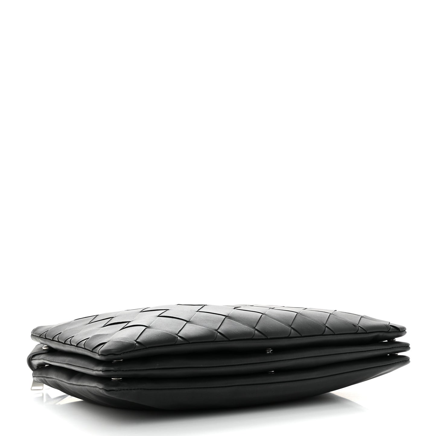 Nappa Intrecciato Triple Zip Messenger Bag Black