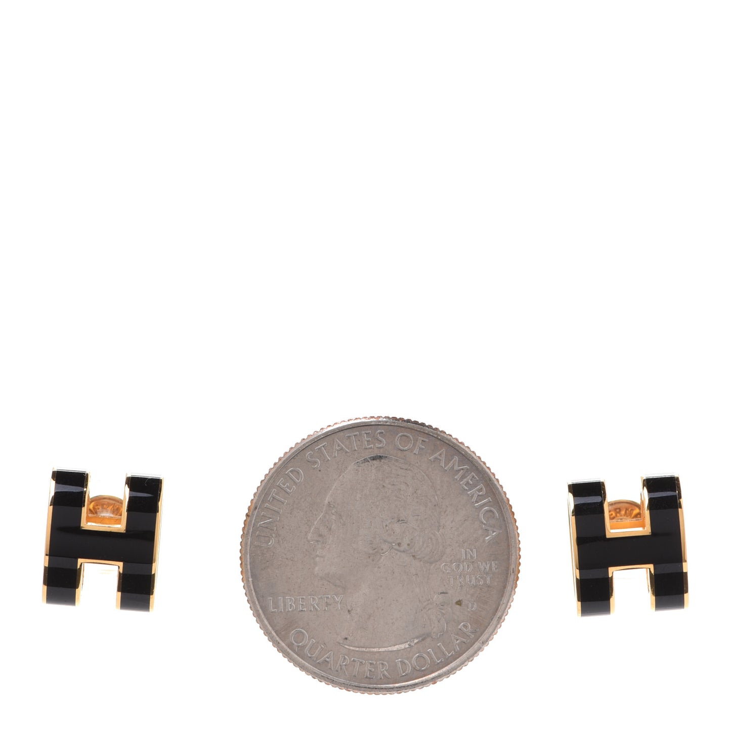 Gold Lacquered Pop H Earrings Black