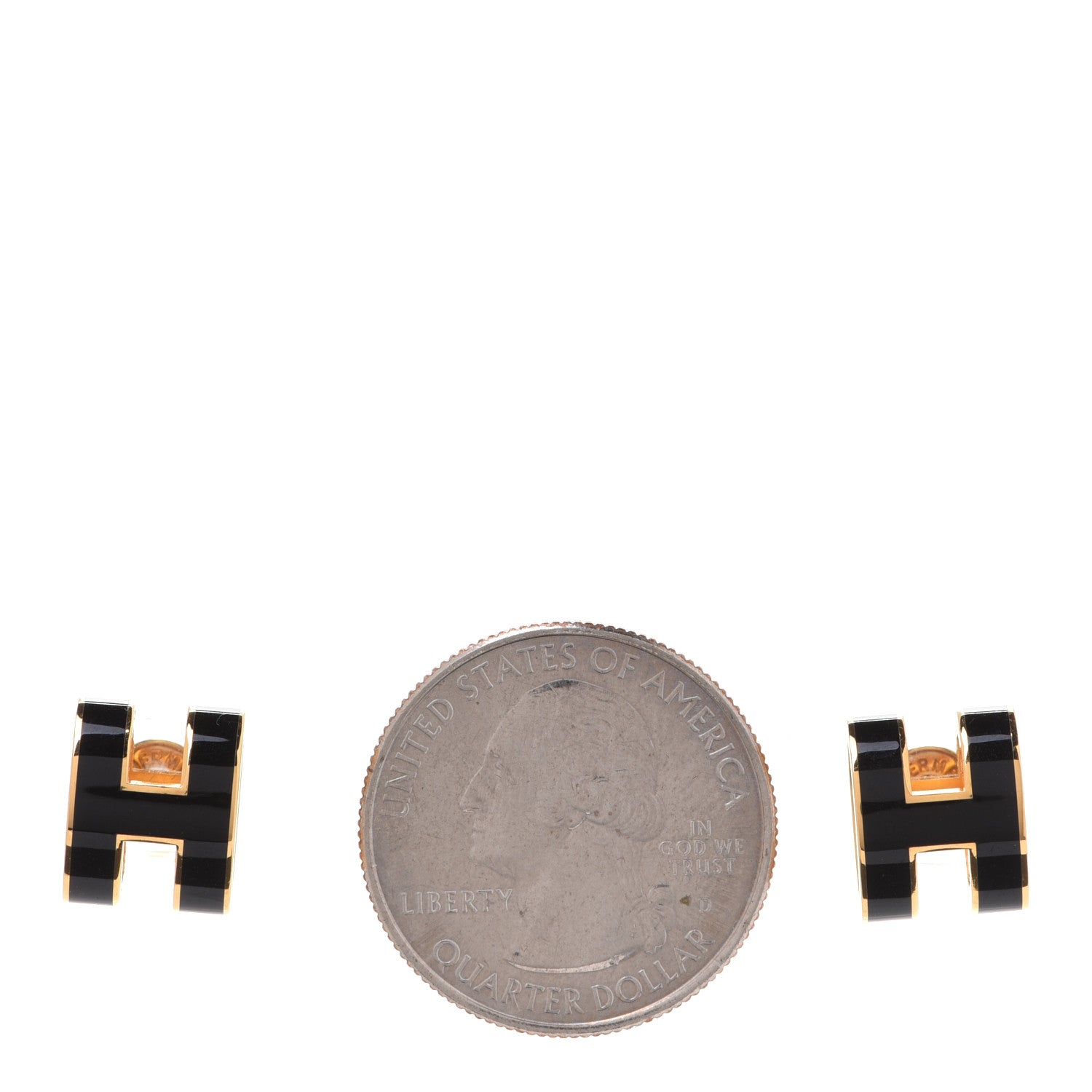 Hermes Gold Lacquered Pop H Earrings Black 2 of 7