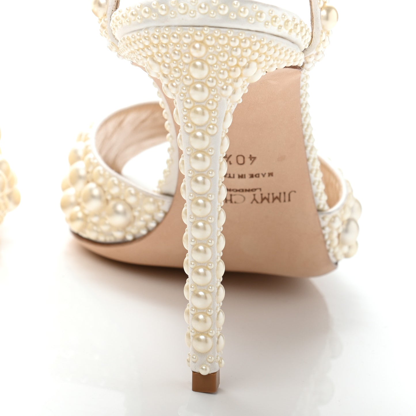 Pearl Satin Sacora 100 Sandals 40.5 White