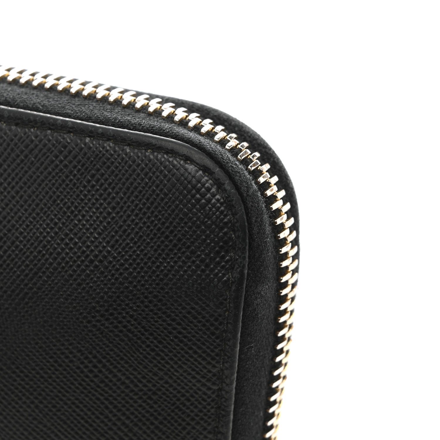 Prada Saffiano Metal Zip Around Wallet Black 10 of 13