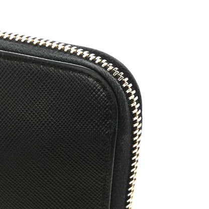 Prada Saffiano Metal Zip Around Wallet Black 10 of 13