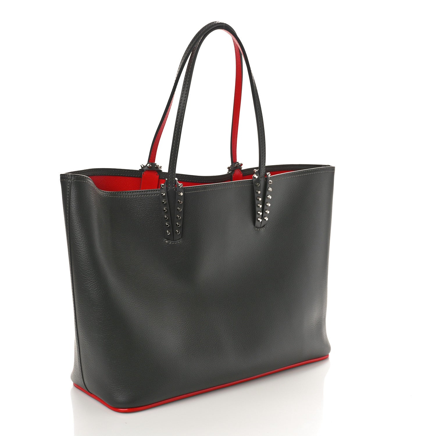 Christian Louboutin Calfskin Spikes East West Cabata Tote Charbon 4 of 9