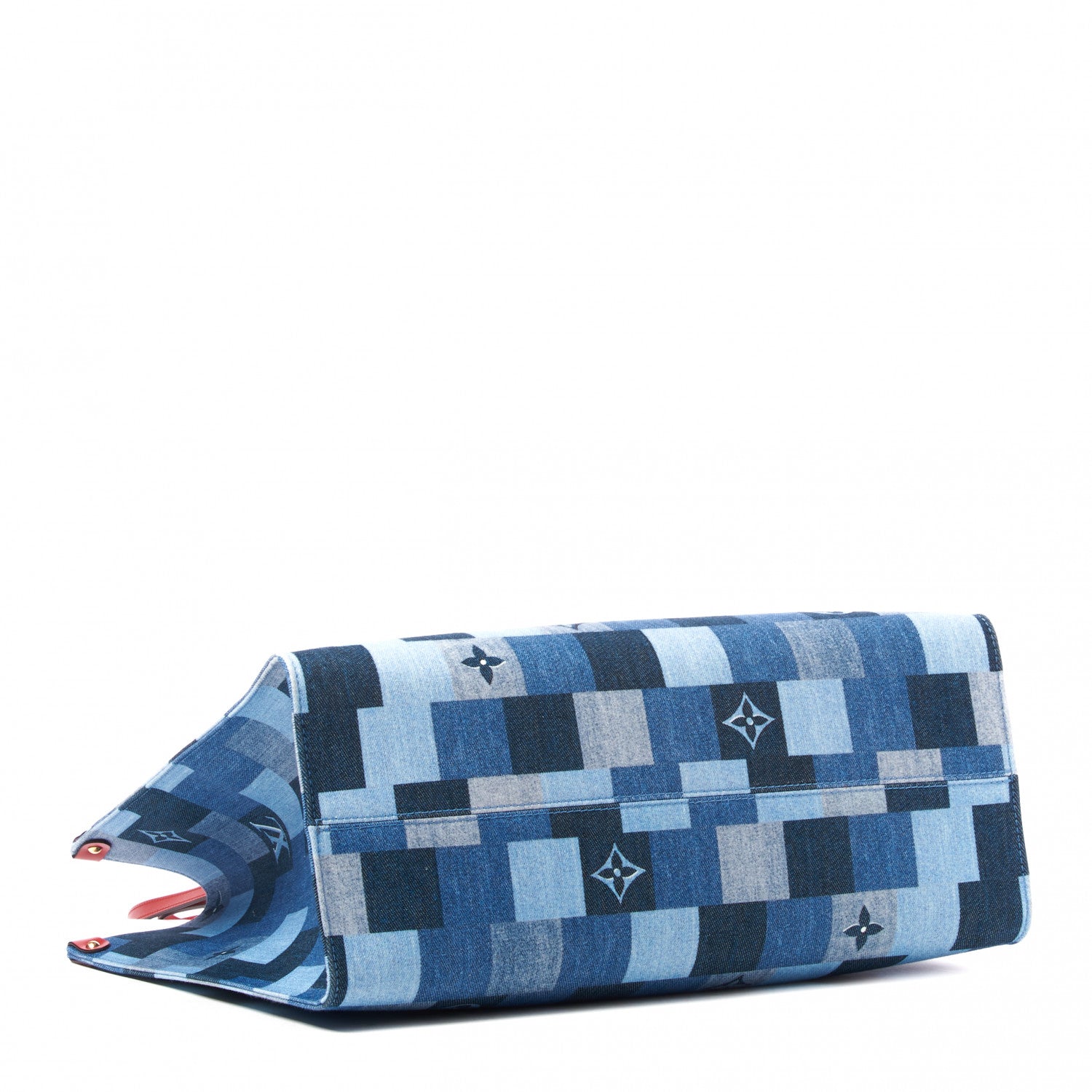 Louis Vuitton Denim Damier Monogram Onthego Blue Rouge 3 of 9