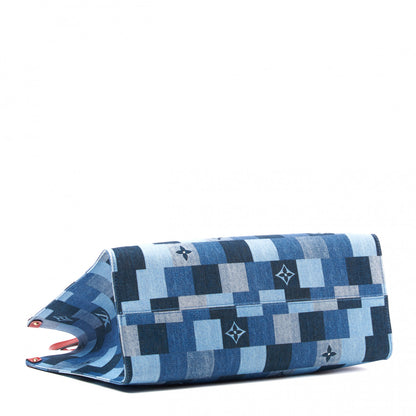 Louis Vuitton Denim Damier Monogram Onthego Blue Rouge 3 of 9