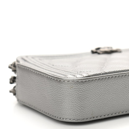 Chanel Metallic Caviar Quilted Small Boy Clutch With Chain Silver 11 of 14