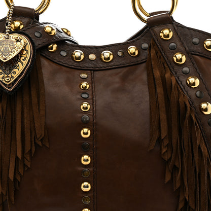 Gucci Calfskin Fringe Medium Babouska Tote Brown 8 of 18