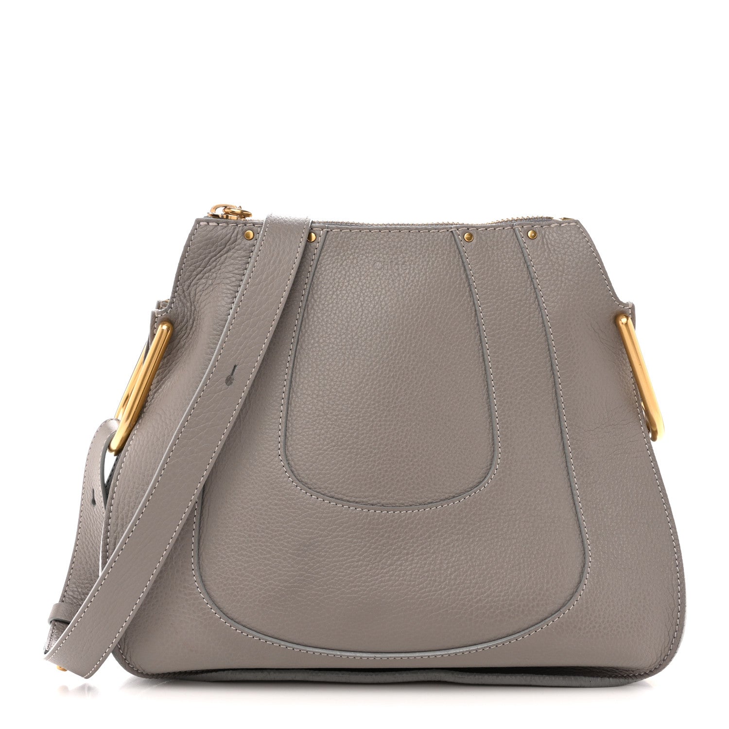 Chloe Grained Calfskin Small Hayley Hobo Cashmere Grey 1 of 15
